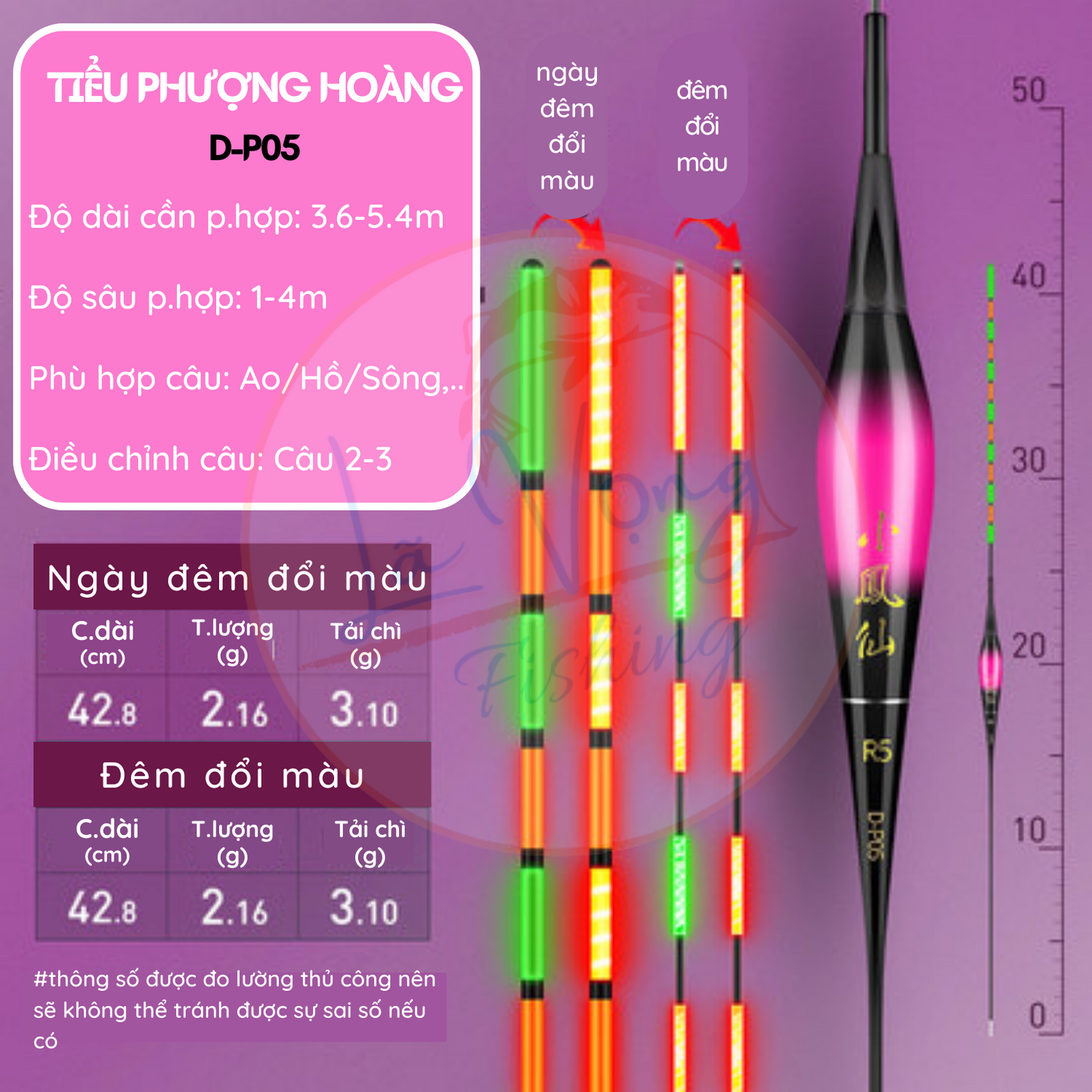Phao đêm đổi màu Tiểu Phượng Tiên, Phao câu đơn đài cao cấp