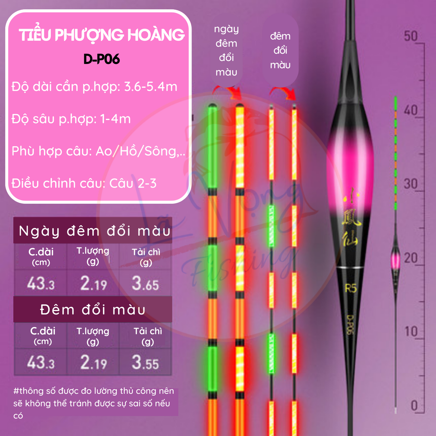 Phao đêm đổi màu Tiểu Phượng Tiên, Phao câu đơn đài cao cấp