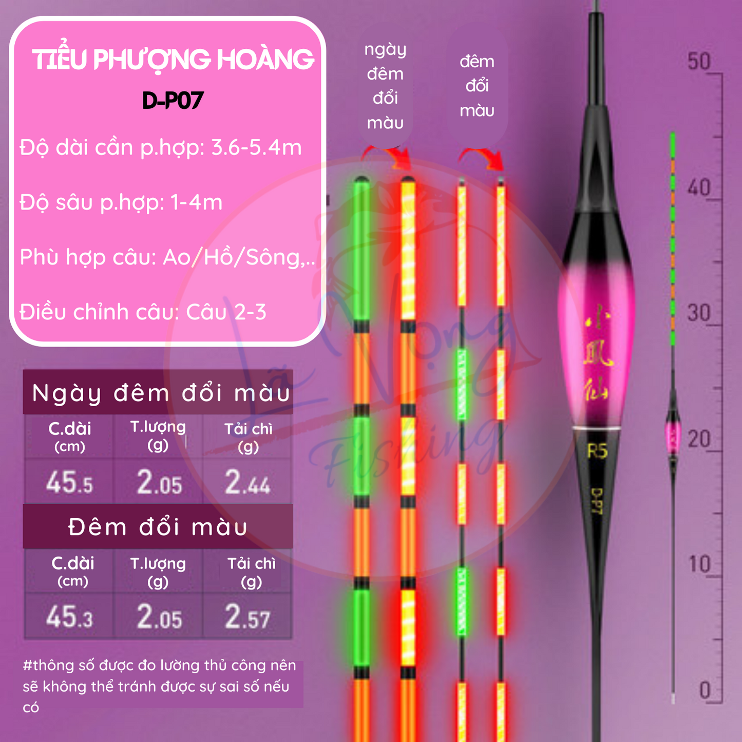 Phao đêm đổi màu Tiểu Phượng Tiên, Phao câu đơn đài cao cấp
