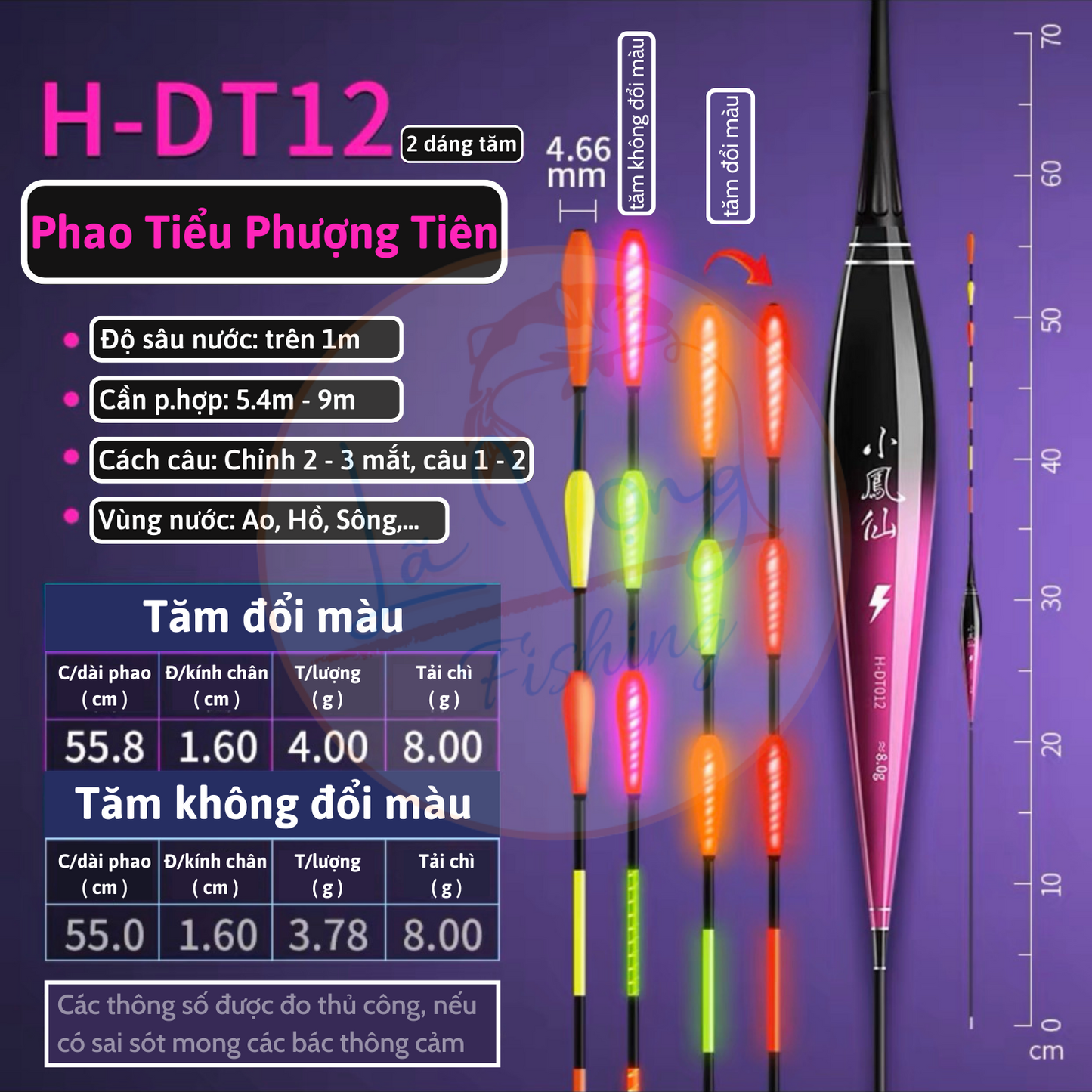 Phao đổi màu Ngày - Đêm Tiểu Phượng Tiên, Phao cao cấp chuyên đánh nước sâu