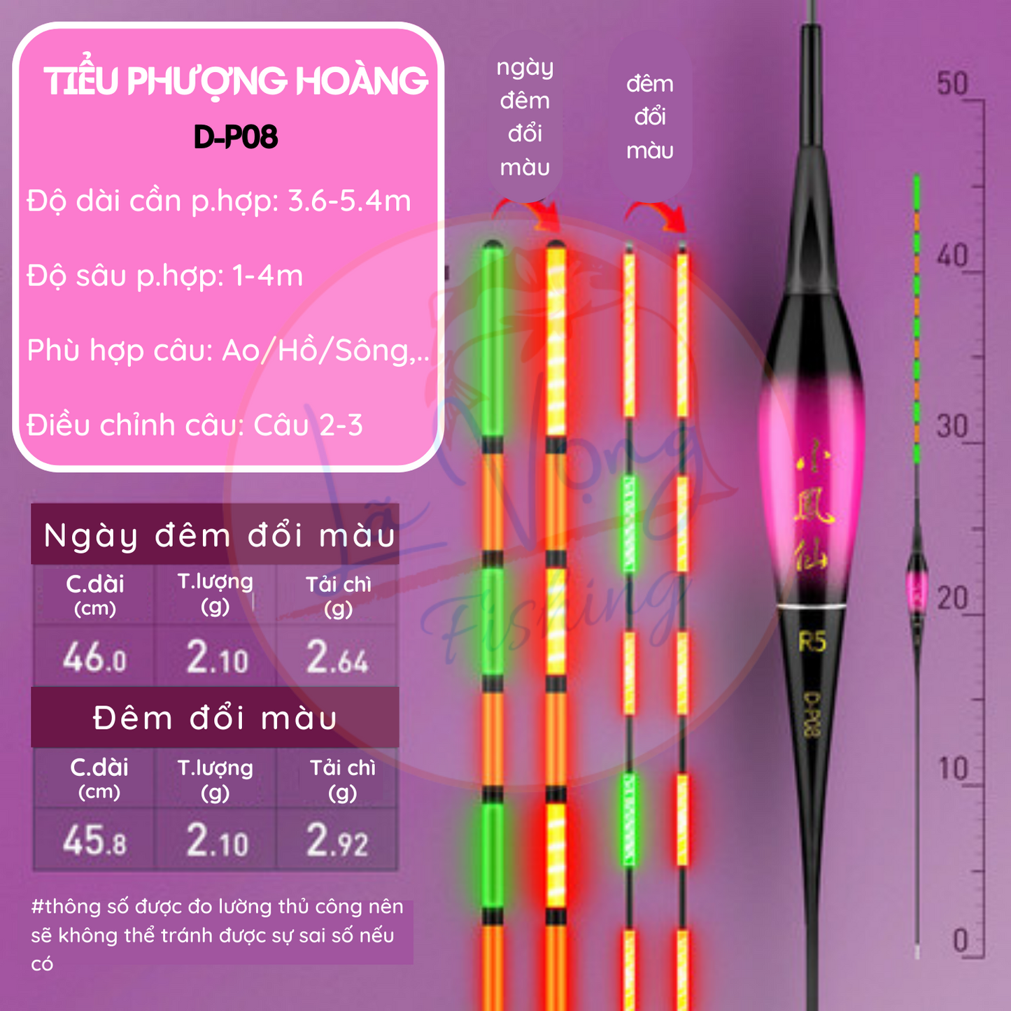 Phao đêm đổi màu Tiểu Phượng Tiên, Phao câu đơn đài cao cấp
