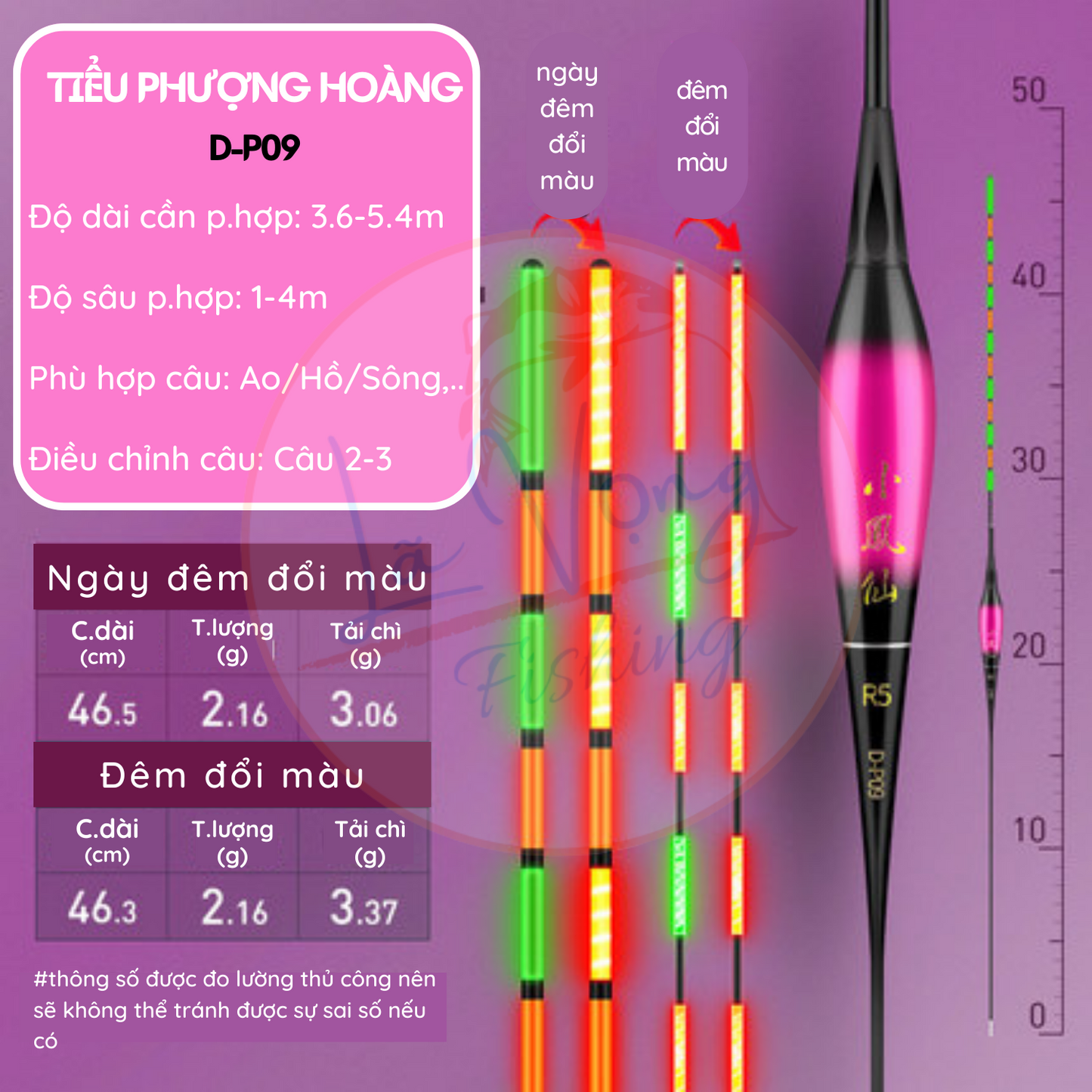 Phao đêm đổi màu Tiểu Phượng Tiên, Phao câu đơn đài cao cấp