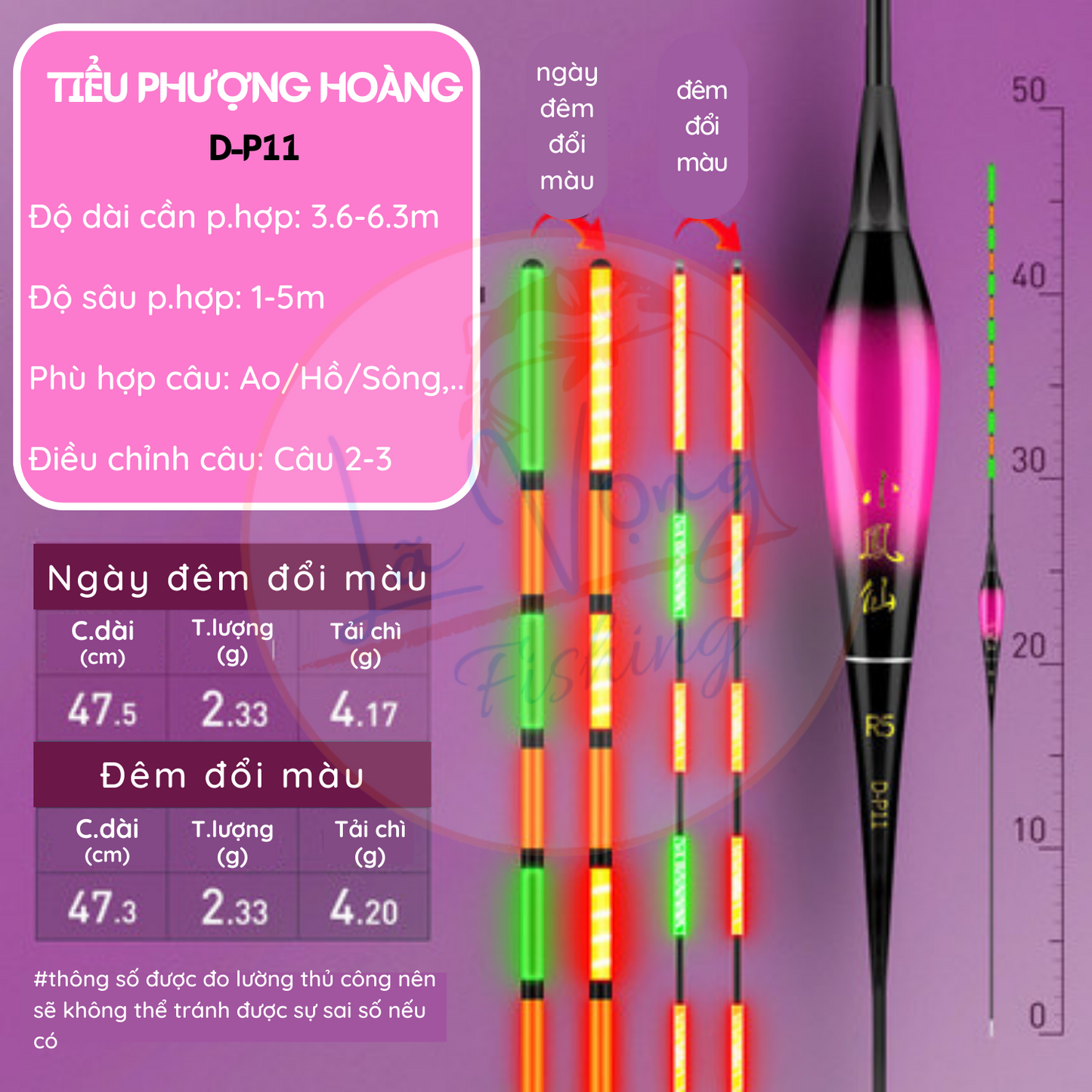 Phao đêm đổi màu Tiểu Phượng Tiên, Phao câu đơn đài cao cấp