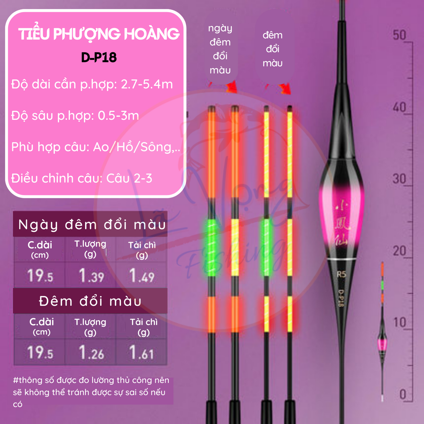 Phao đêm đổi màu Tiểu Phượng Tiên, Phao câu đơn đài cao cấp