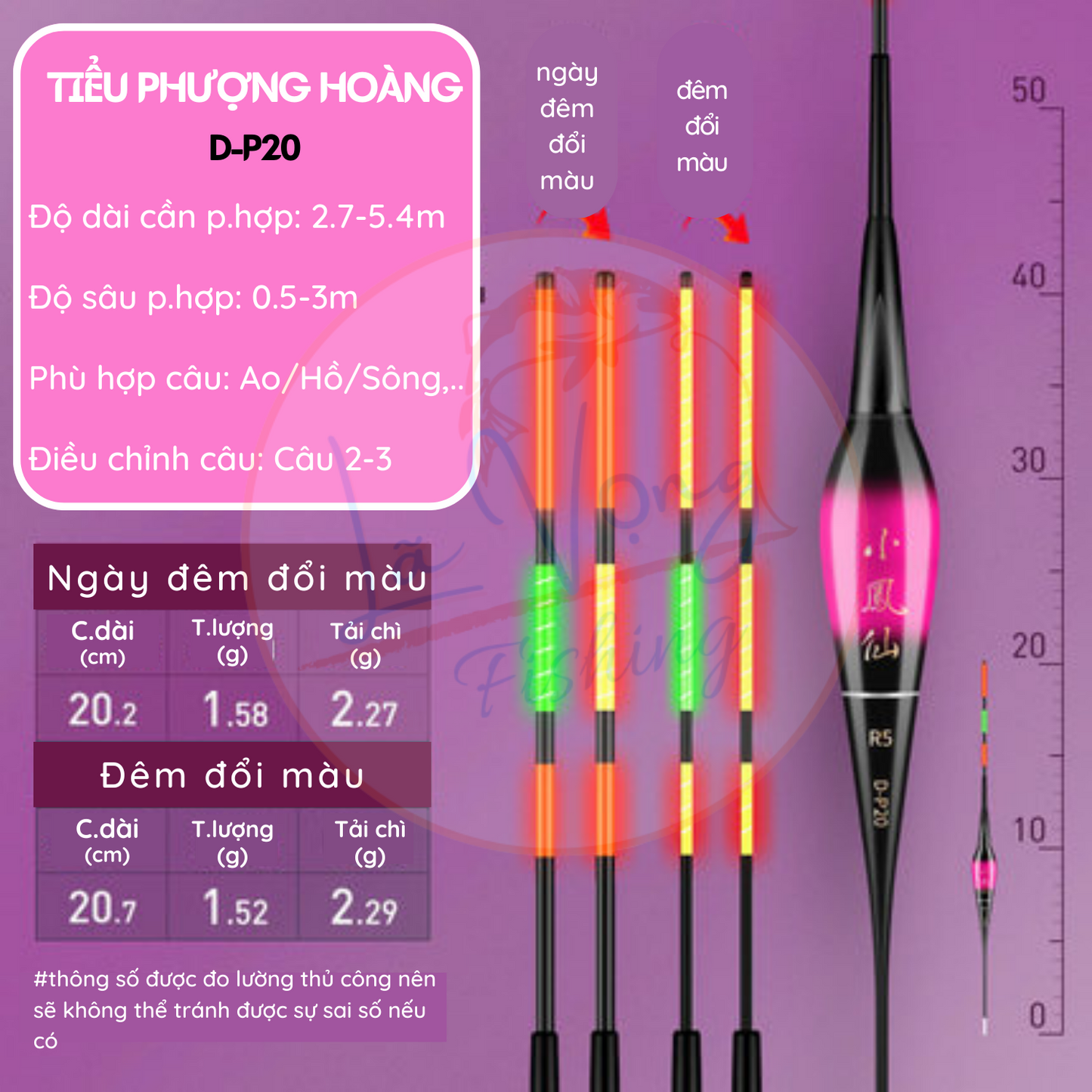 Phao đêm đổi màu Tiểu Phượng Tiên, Phao câu đơn đài cao cấp