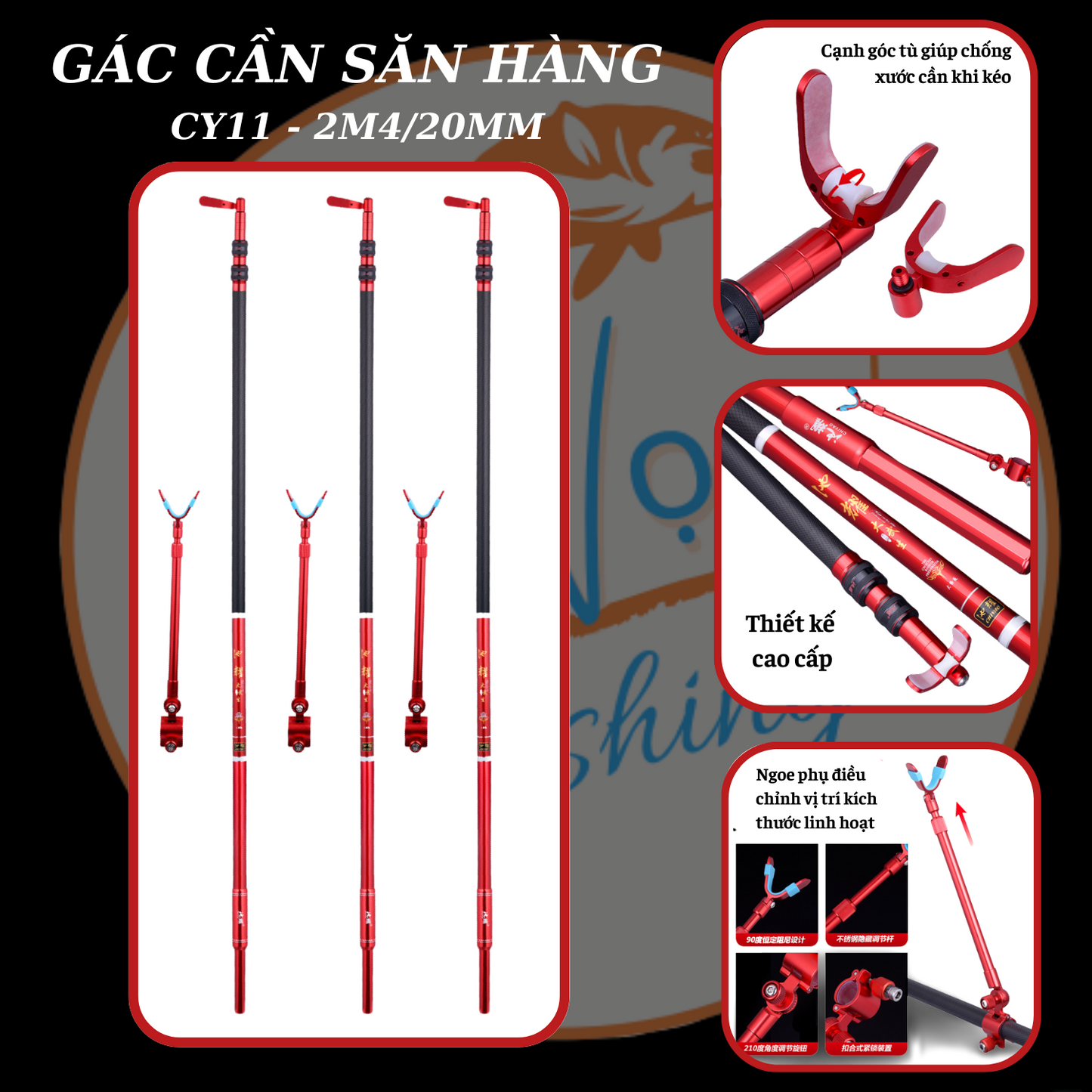 Gác Cần Săn Hàng CY Dài 2M4 - 3M hàng chính hãng