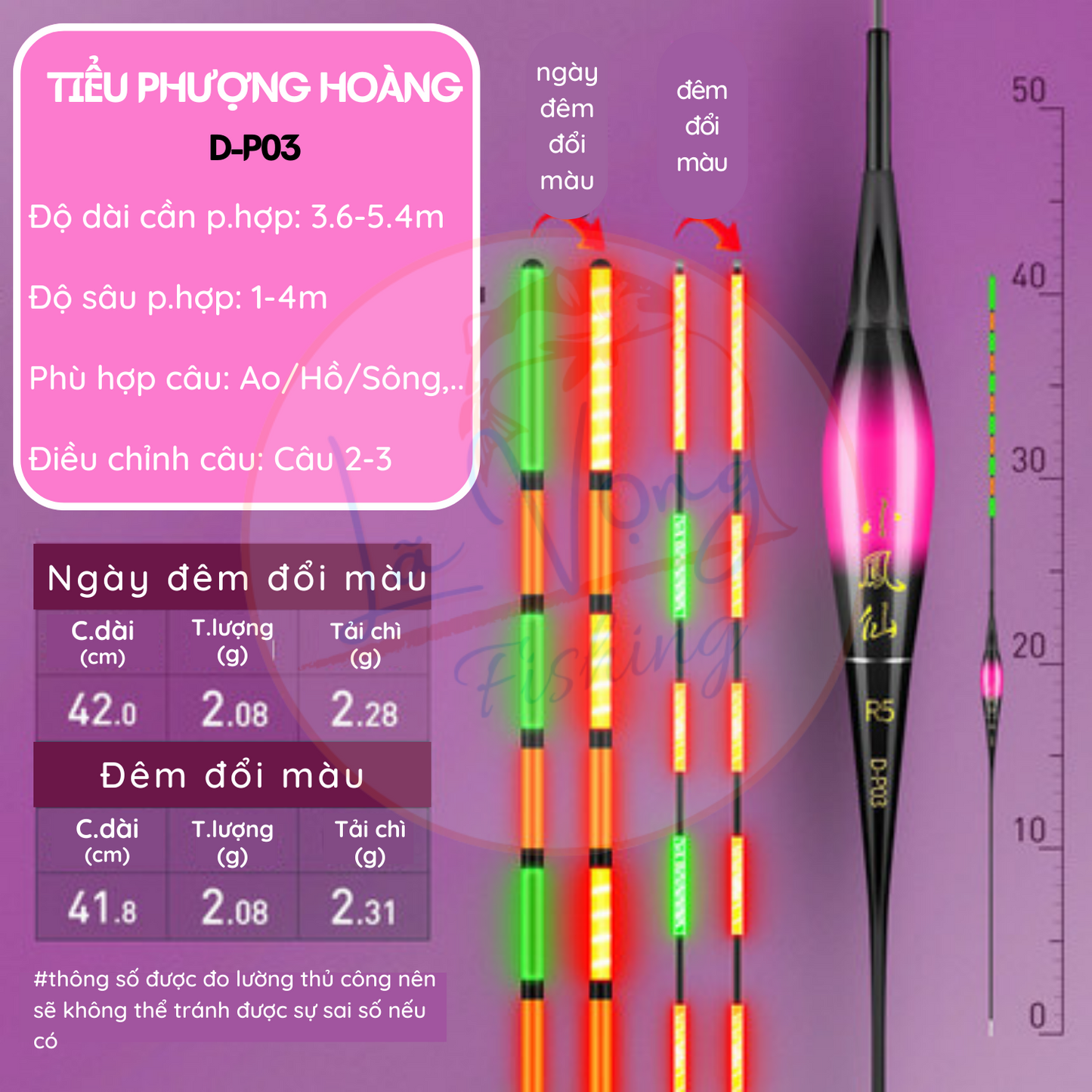 Phao đêm đổi màu Tiểu Phượng Tiên, Phao câu đơn đài cao cấp