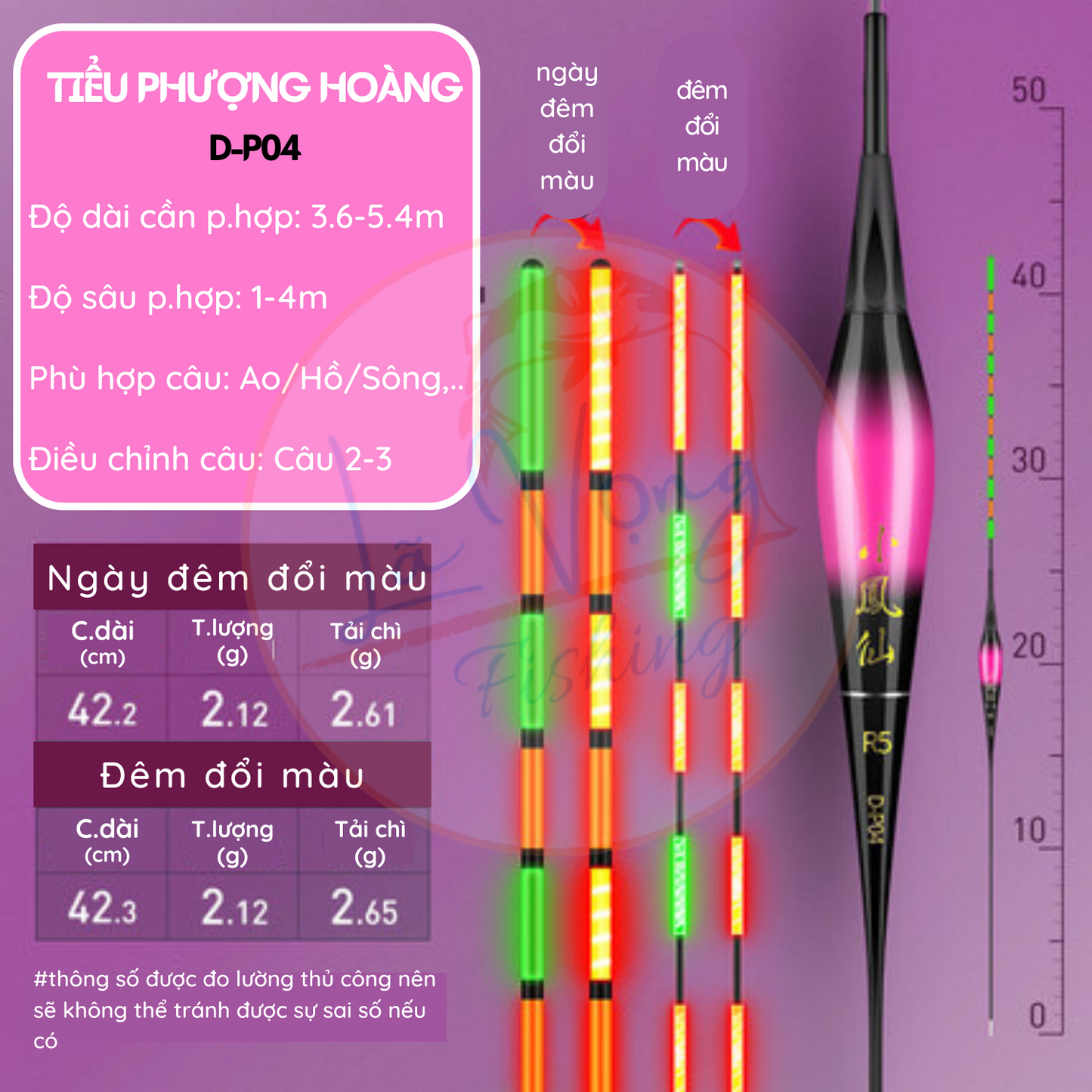 Phao đêm đổi màu Tiểu Phượng Tiên, Phao câu đơn đài cao cấp