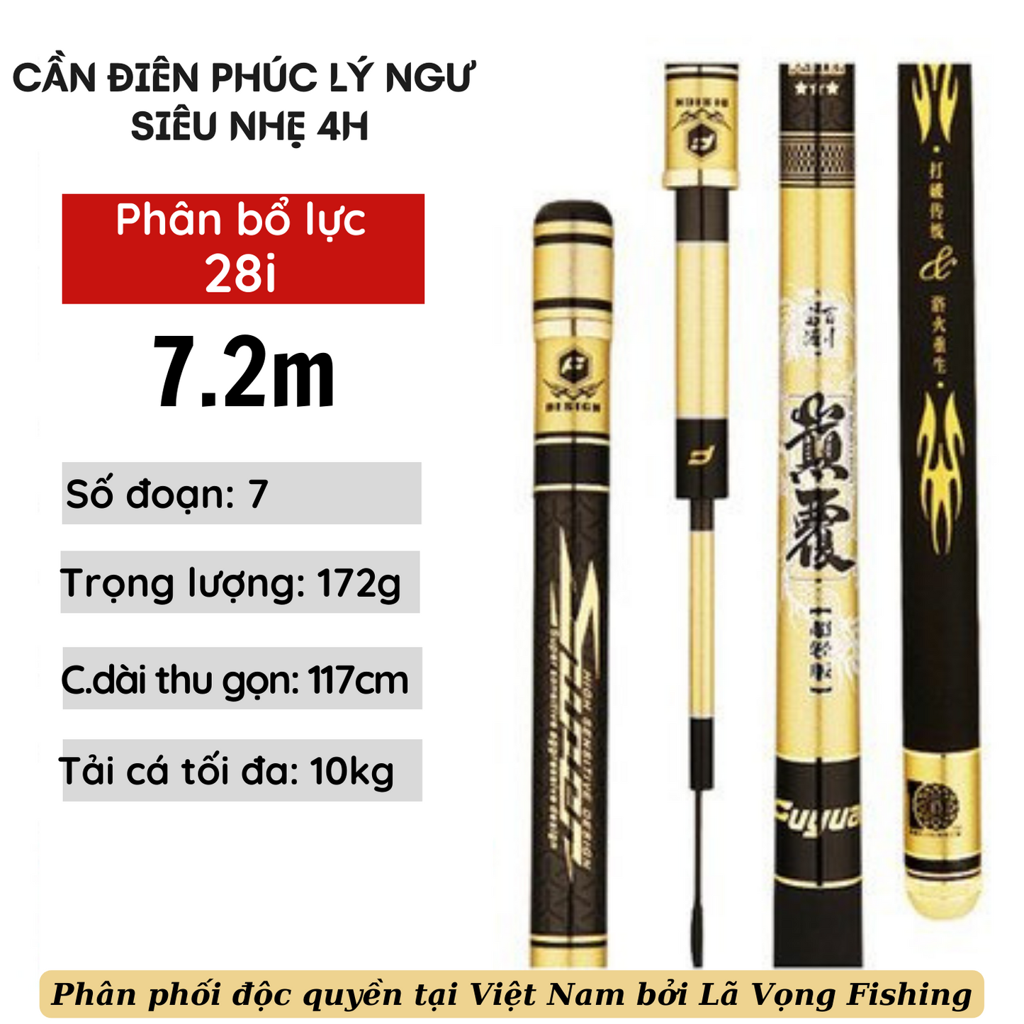 Cần Fuyuan Điên Phúc Lý Ngư Siêu Nhẹ 4H, Cần Câu Cá Đơn Đài