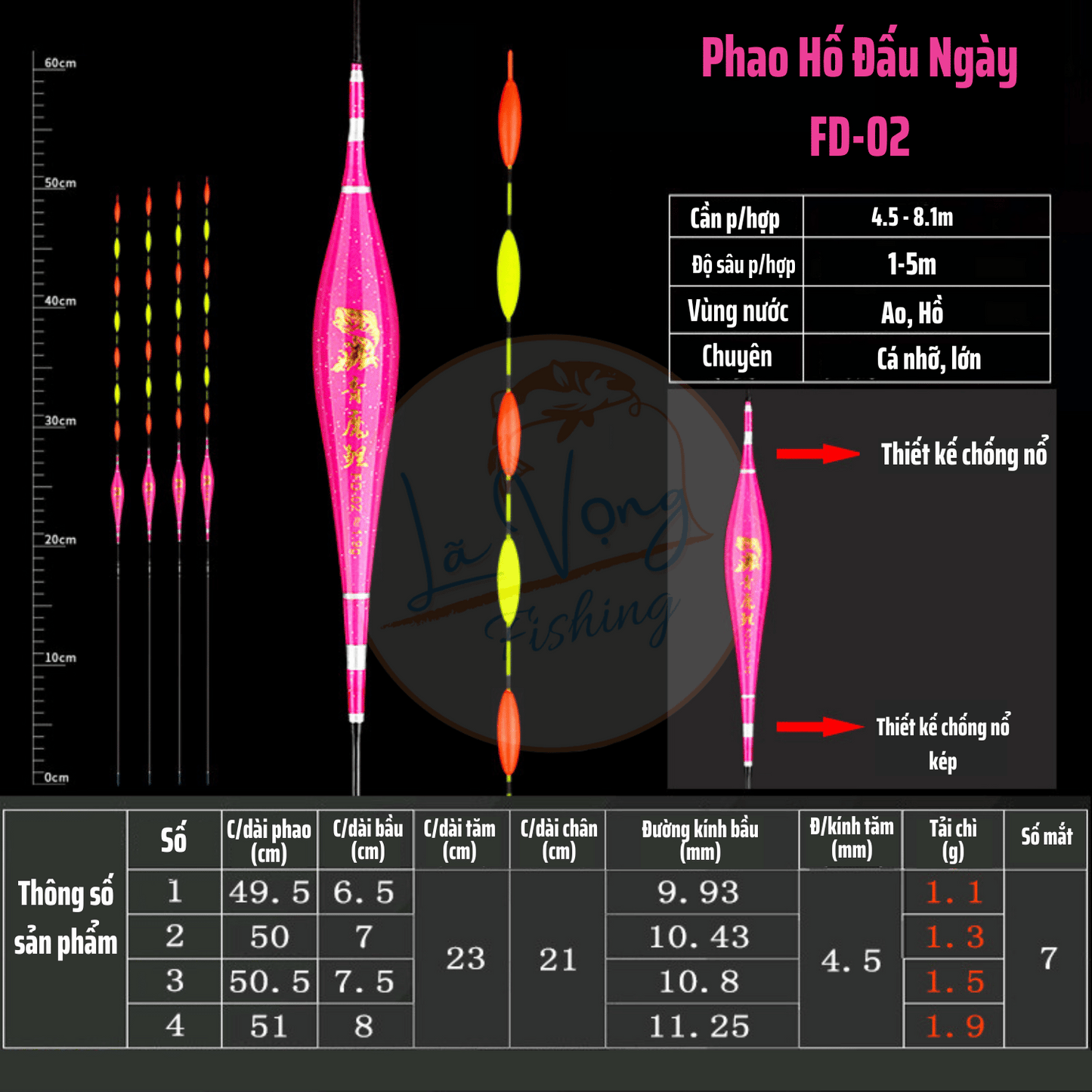 Phao Hố Đấu Chuyên Ngày Tăm Đậm Nhìn Xa Rõ Ràng FD-02