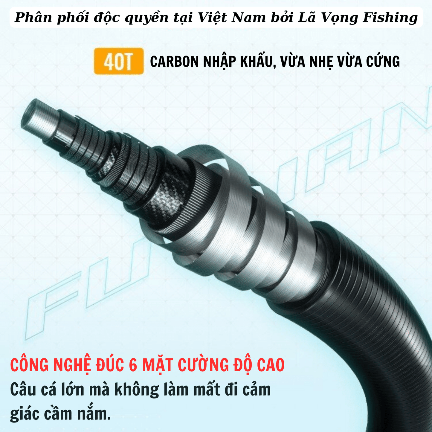 Cần Câu Đơn Đài Tổng Hợp Fuyuan 521 - 5H, Cần Câu Chính Hãng. Cần Câu Cá Đơn Đài