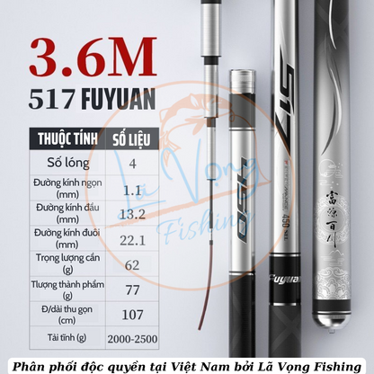 Cần Câu Đơn Đài Tổng Hợp Fuyuan 517, Cần Câu Chính Hãng. Cần Câu Cá Đơn Đài