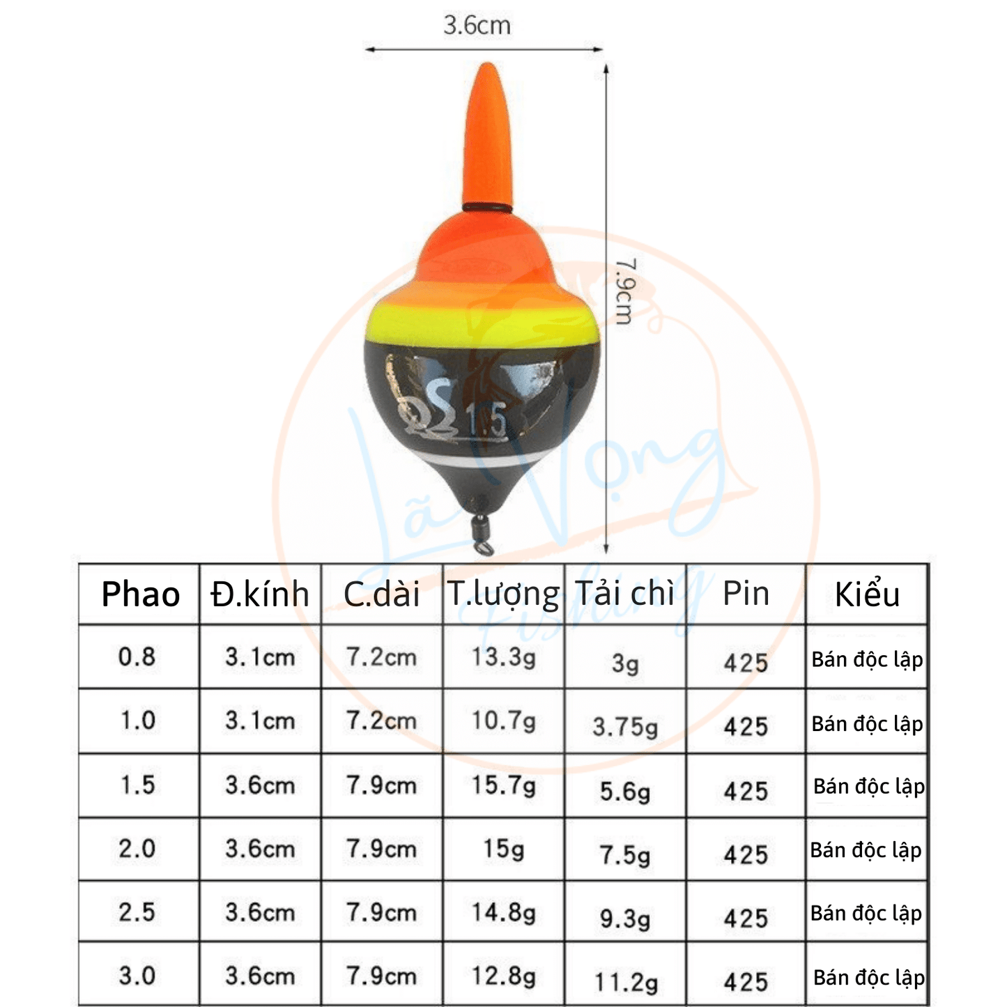 Phao đánh lửng con quay, phao săn hàng, chuyên đánh nước nông, đánh lửng trong câu đơn, đài