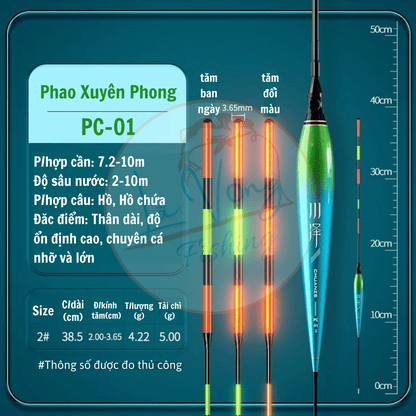 Phao Câu Đài Ngày - Đêm, Xuyên Phong, Phao câu cá cao cấp Mã PC