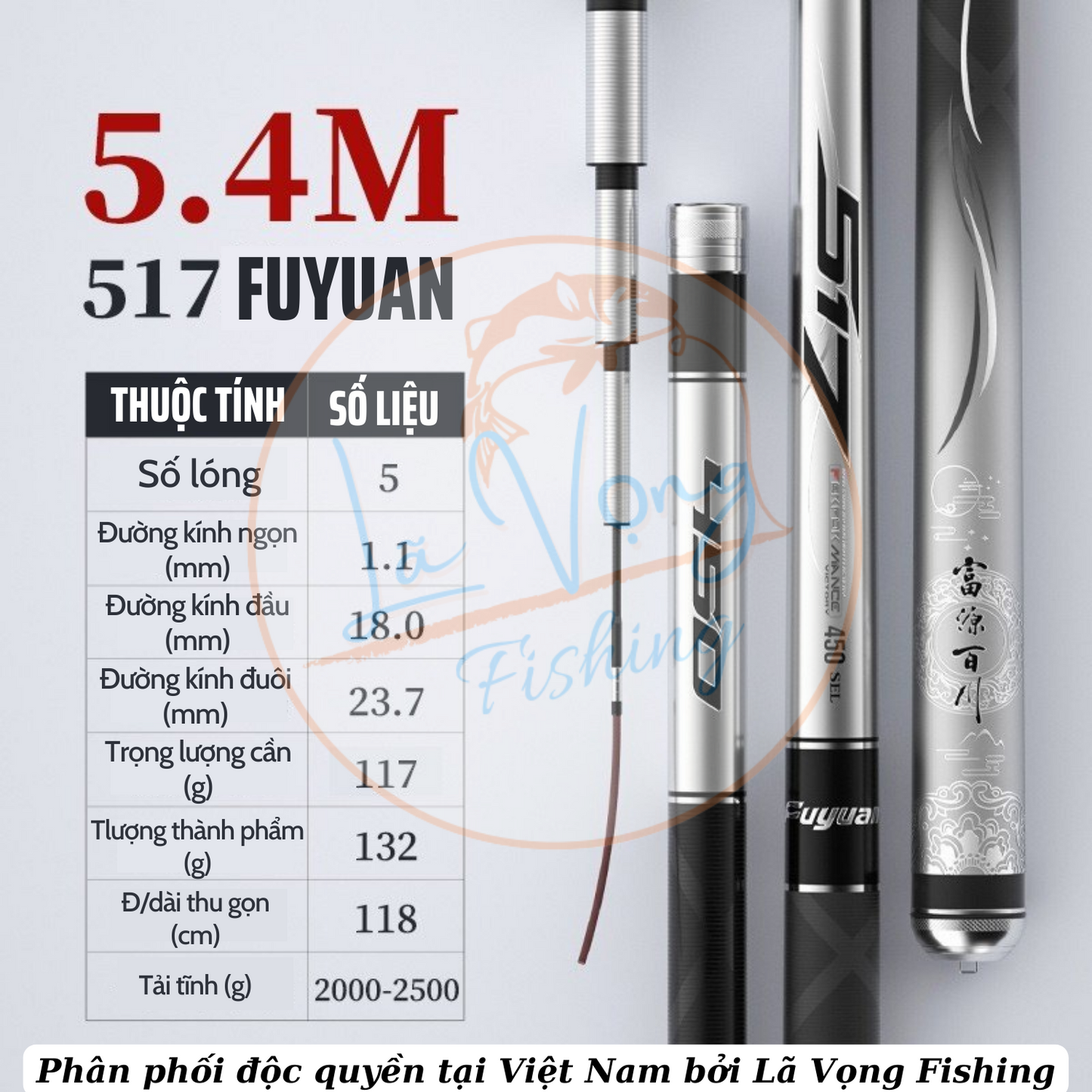 Cần Câu Đơn Đài Tổng Hợp Fuyuan 517, Cần Câu Chính Hãng. Cần Câu Cá Đơn Đài