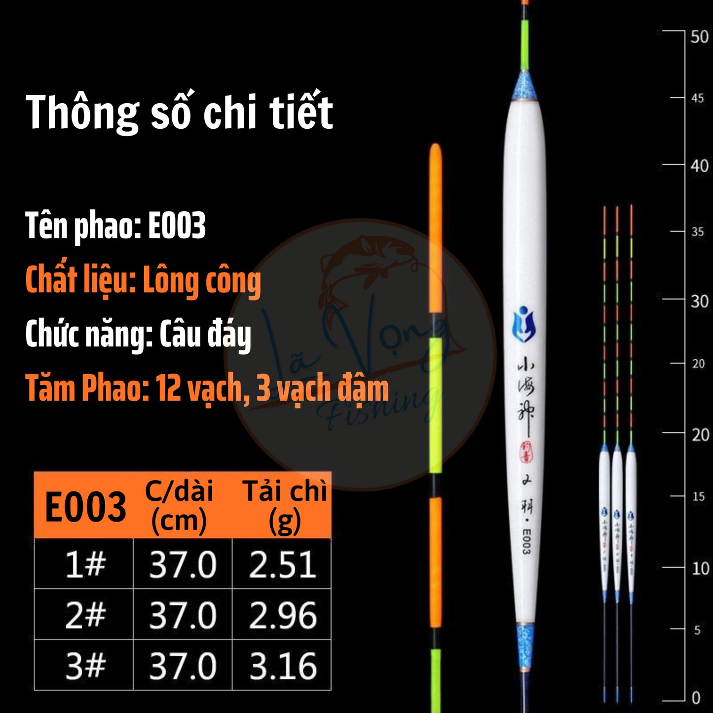 Phao Câu Đài Lông Công E003 Hàng Chính Hãng - Lã Vọng Fishing