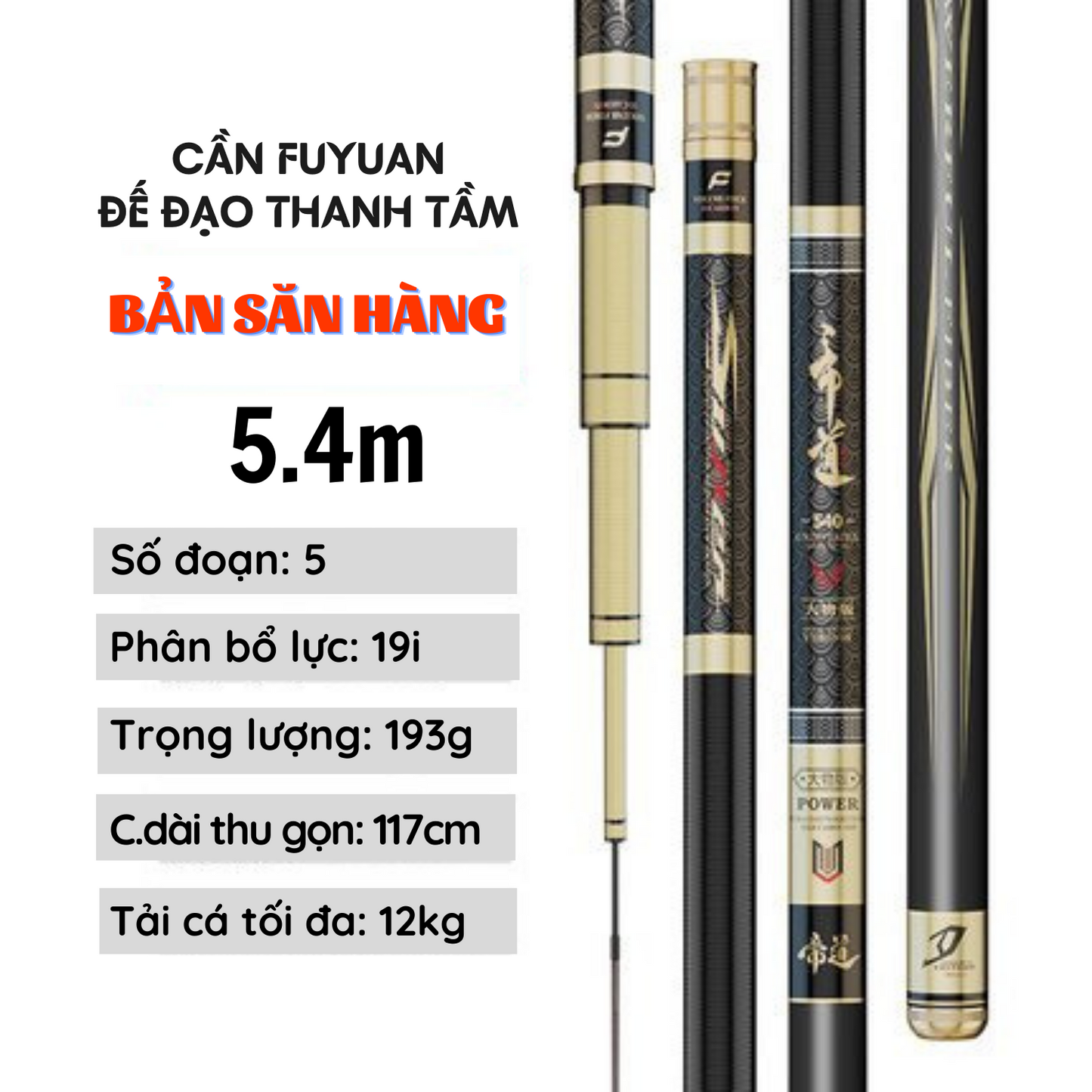 Cần câu FuYuan Đế Đạo Thanh Tầm 19i , Cần câu đài chuyên săn hàng