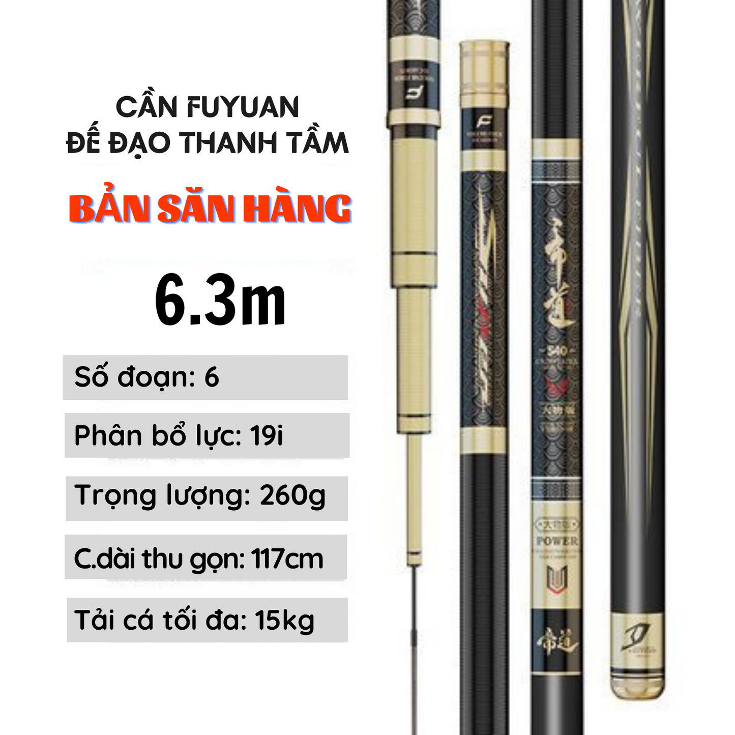 Cần câu FuYuan Đế Đạo Thanh Tầm 19i , Cần câu đài chuyên săn hàng