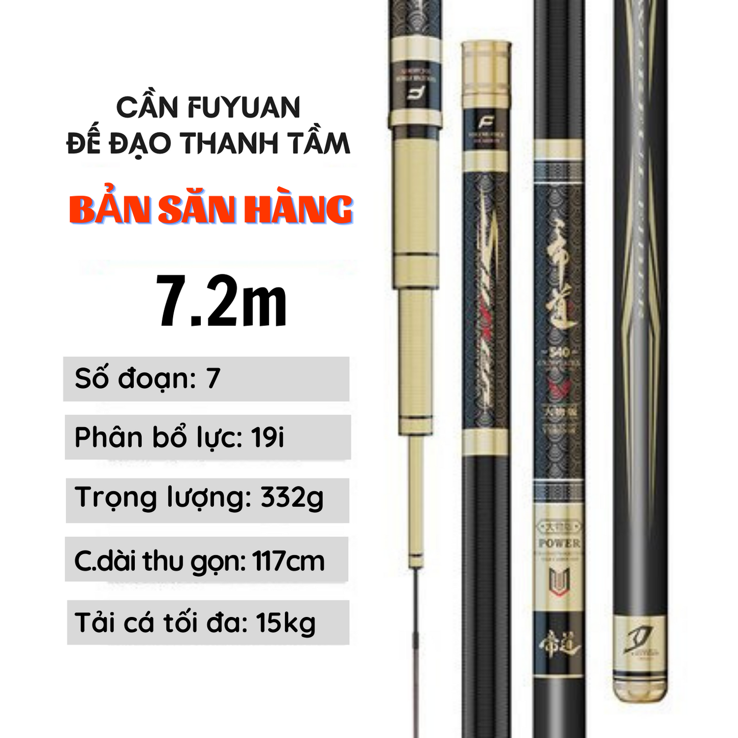 Cần câu FuYuan Đế Đạo Thanh Tầm 19i , Cần câu đài chuyên săn hàng