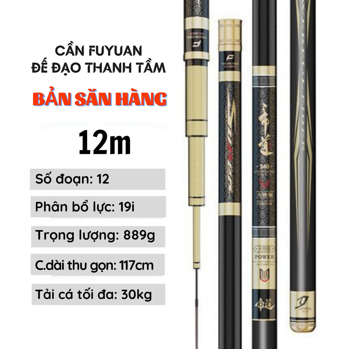 Cần câu FuYuan Đế Đạo Thanh Tầm 19i , Cần câu đài chuyên săn hàng